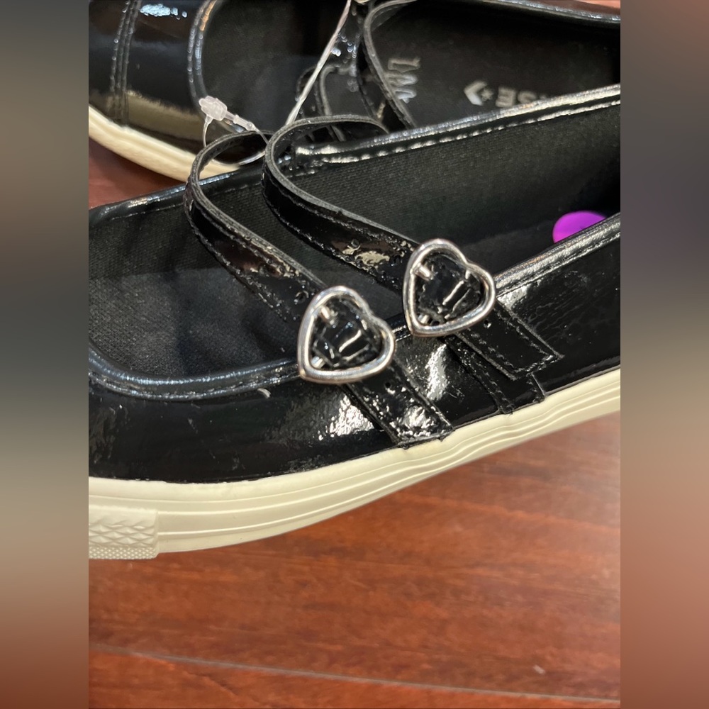 Womens 8.5 Converse Dainty Mary Jane Slip Black Patent Leather Valentines Day #1 - Picture 11 of 16